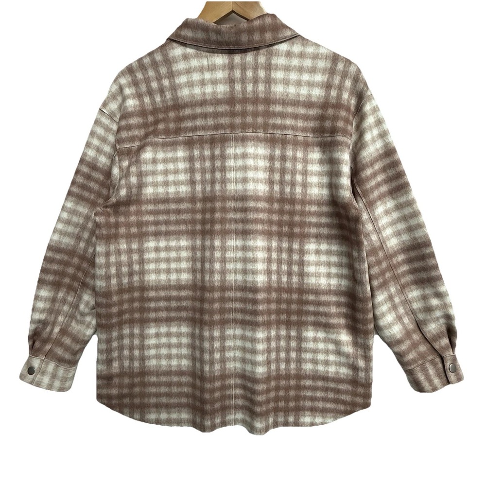 Zara Womens XS Plaid Shacket NWT Snap Front Shirt Jacket‎ Brown Cream - Picture 2 of 16